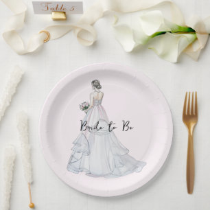 Bridal Shower Wedding Dress Bride to Be Paper Plate