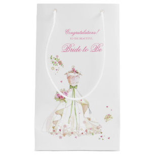 Bridal Shower Wedding Dress Congratulations Small Gift Bag