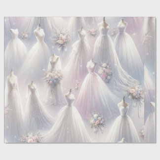Bridal Shower Wedding Dress Pastel Glitter Lights Wrapping Paper