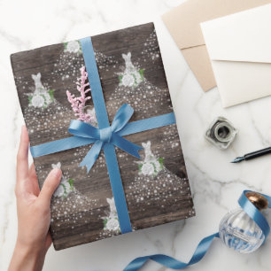 Bridal shower Wedding dress rustic party Wrapping Paper