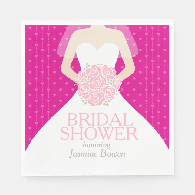 Bridal shower wedding dress shades of pink napkins (Front)