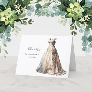 Bridal Shower Wedding Dress Thank you Cards