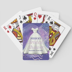 Bridal Shower Wedding Gown Purple & Rose Gold Glam Playing Cards
