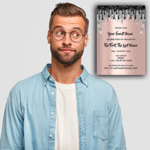 Bridal Shower Wedding Sweet 16th Rose Black Drips Invitation