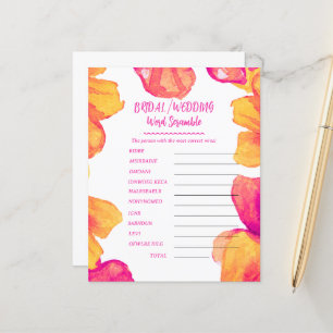 Bridal Shower Wedding Theme Word Scramble Game