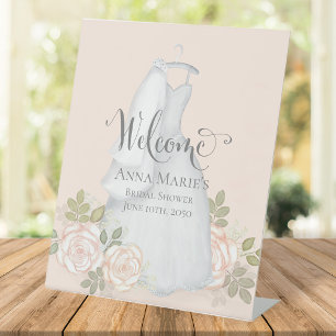 Bridal Shower Welcome Blush Watercolor Floral Pedestal Sign