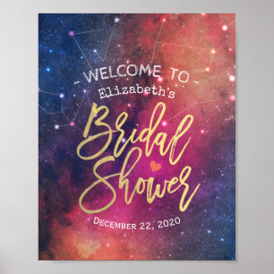 Bridal Shower Welcome Galaxy Nebula Constellations Poster
