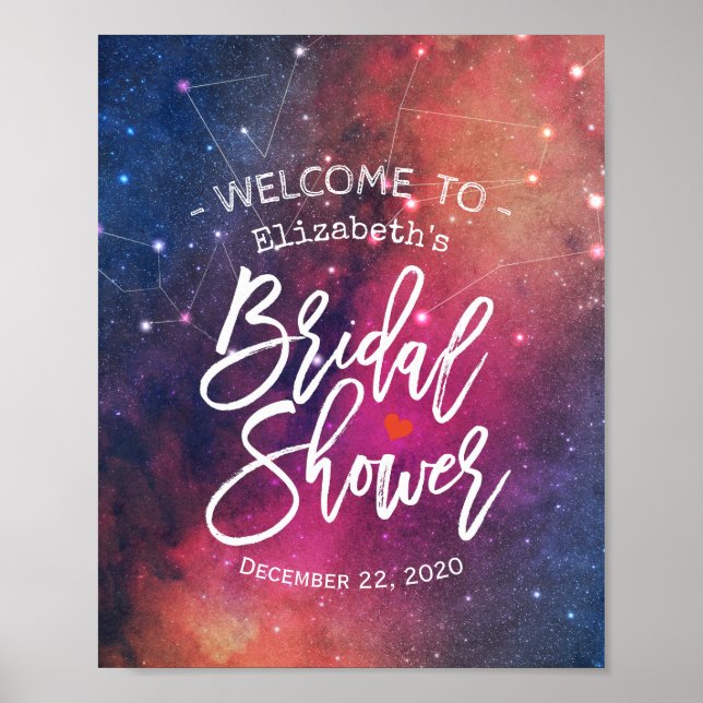 Bridal Shower Welcome Galaxy Nebula Constellations Poster (Front)