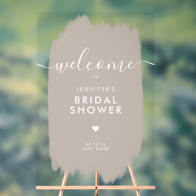 Bridal Shower Welcome Gold Script BEIGE Paint Acrylic Sign (Neutral)