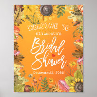 Bridal Shower Welcome Maple Leaf Pumpkin Sunflower