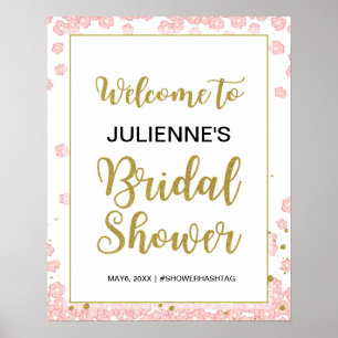 Bridal Shower Welcome Pink and Gold Glitter Poster