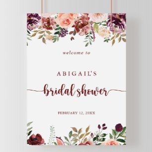Bridal Shower Welcome Rustic Summer Floral Poster