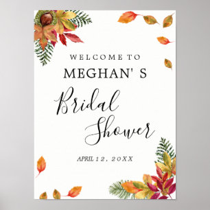 Bridal Shower welcome sign Autumn foliage