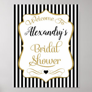 Bridal Shower Welcome Sign Black Gold Elegant