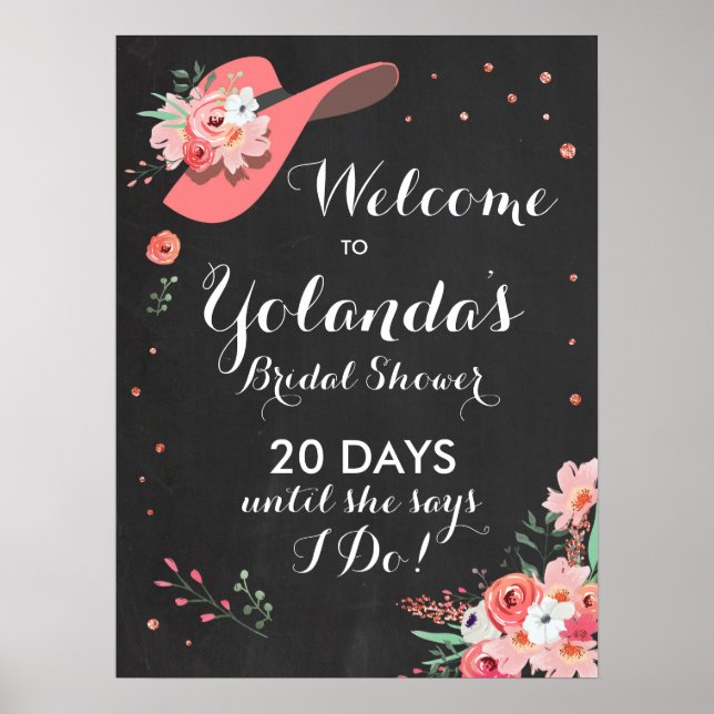 Bridal shower Welcome Sign Derby Hat Flower ct (Front)