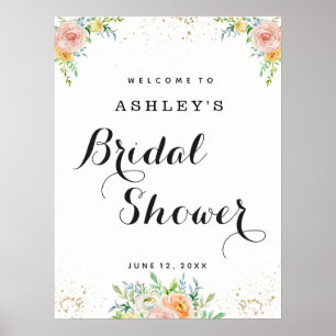 Bridal Shower welcome sign floral elegant large