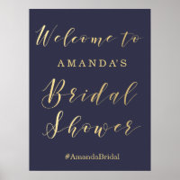Bridal Shower welcome sign | Gold and blue