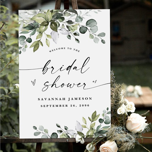Bridal Shower Welcome Sign Greenery Poster 24x36 (Creator Uploaded)