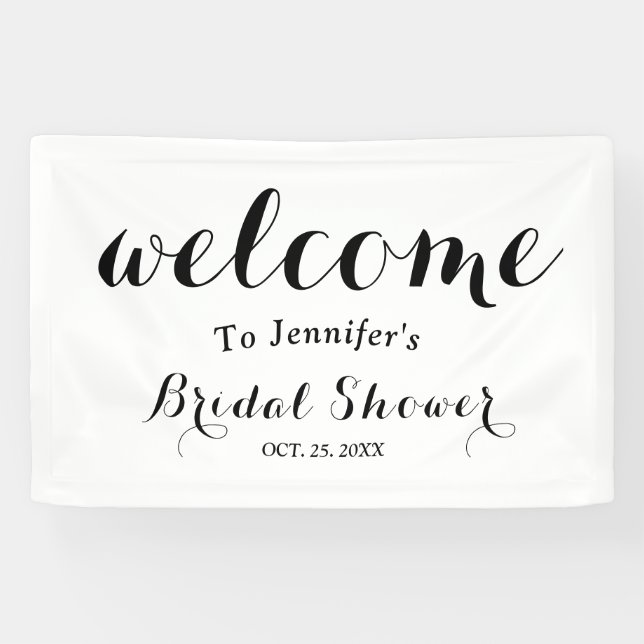 Bridal shower Welcome with Elegant Black Script  Banner (Horizontal)