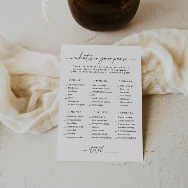 Bridal Shower What's In Your Purse Game Card (Creator Uploaded)