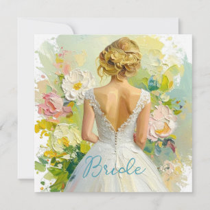 Bridal Shower White Dress on abstract background Card
