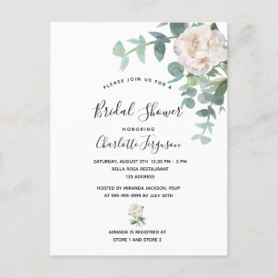 Bridal Shower white floral greenery modern elegant Postcard