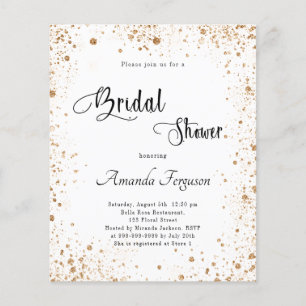 Bridal Shower white gold glitter budget invitation Flyer