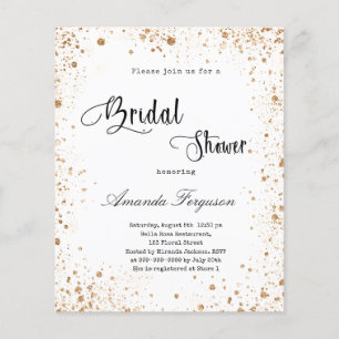 Bridal Shower white gold glitter budget invitation Flyer