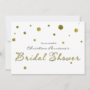 BRIDAL SHOWER White Gold Glitter Modern Card