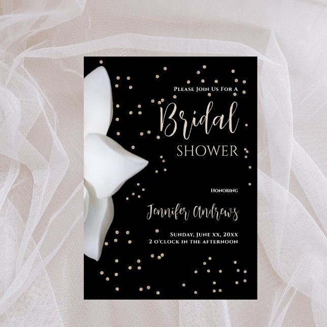 Bridal Shower White Magnolia Elegant Black  Invitation (Bridal Shower White Magnolia Elegant Black Invitation)
