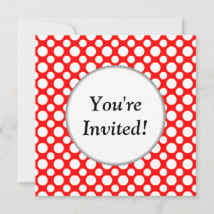 Bridal Shower White Polka Dots on Red Invitation