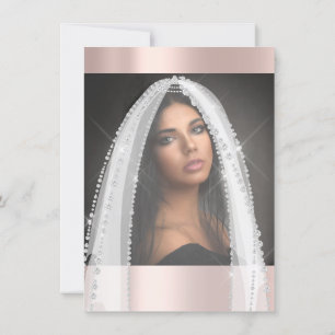 Bridal Shower White  Spark Rose Veil Photo Invitation