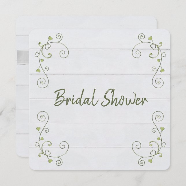 Bridal Shower White Wood Invitation (Front/Back)