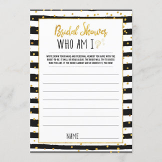 Bridal Shower Who Am I Game | Gold Confetti Invitation