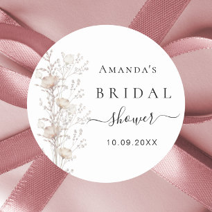Bridal Shower wildflower bloom beige Classic Round Sticker