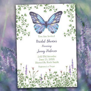 Bridal Shower Wildflower Blue Butterfly Greenery Invitation