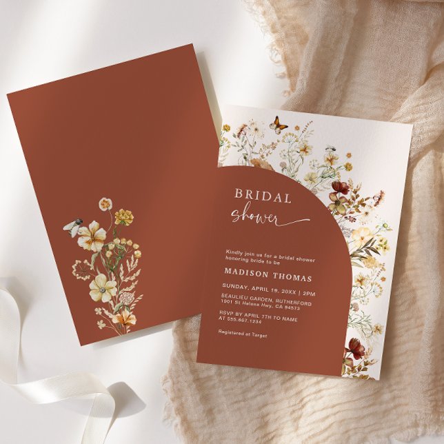Bridal Shower Wildflower Terracotta Arch  Invitation (Creator Uploaded)