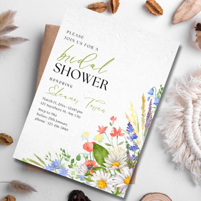 Bridal Shower Wildflowers Boho Bridal Shower Invitation (Creator Uploaded)