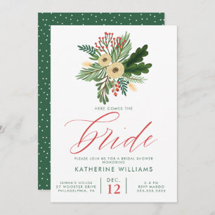 BRIDAL SHOWER   Winter Christmas Bouquet Invitation