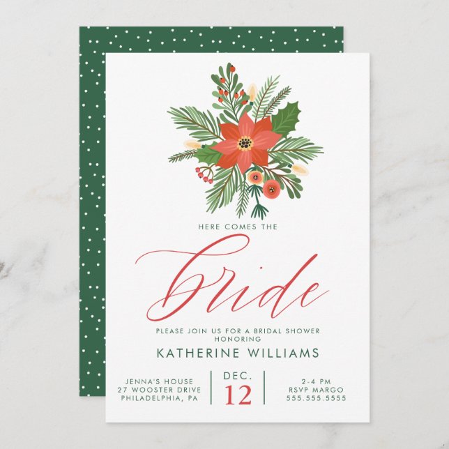 BRIDAL SHOWER | Winter Christmas Bouquet Invitation (Front/Back)