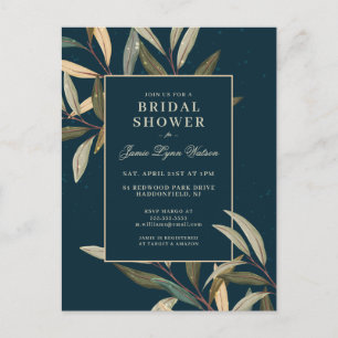 Bridal Shower   Winter Leaves Postcard