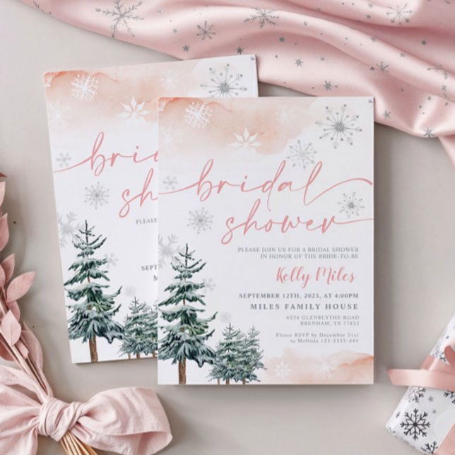 Bridal shower winter pink blush Invitation (Creator Uploaded)