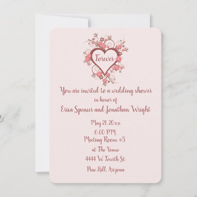 Bridal Shower with Romantic Baroque Heart Invitation (Front)