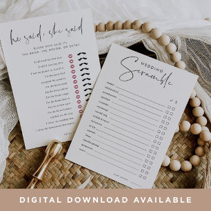 Bridal Shower Word Scramble & Trivia Game Card