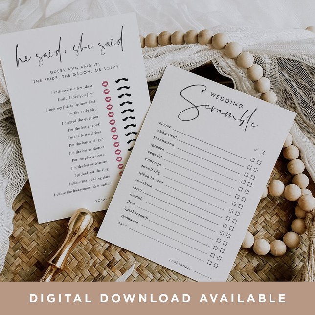 Bridal Shower Word Scramble & Trivia Game Card (Creator Uploaded)