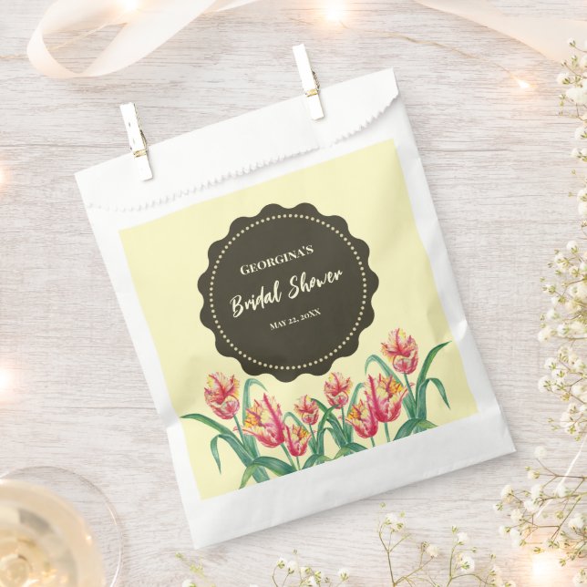 Bridal Shower Yellow Parrot Tulips Flower Floral Favour Bag (Clipped)