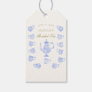 Bridal Tea Blue China White Lace Gold Shower Gift Tags