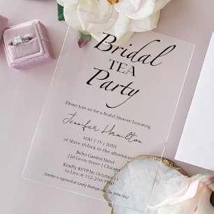 Bridal tea Party   Black & White Bridal Shower Acrylic Invitations
