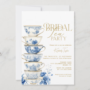 Bridal Tea Party Chinoiserie Blue Bridal Shower Invitation