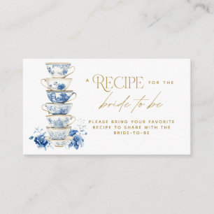 Bridal Tea Party Chinoiserie Blue Recipe Card